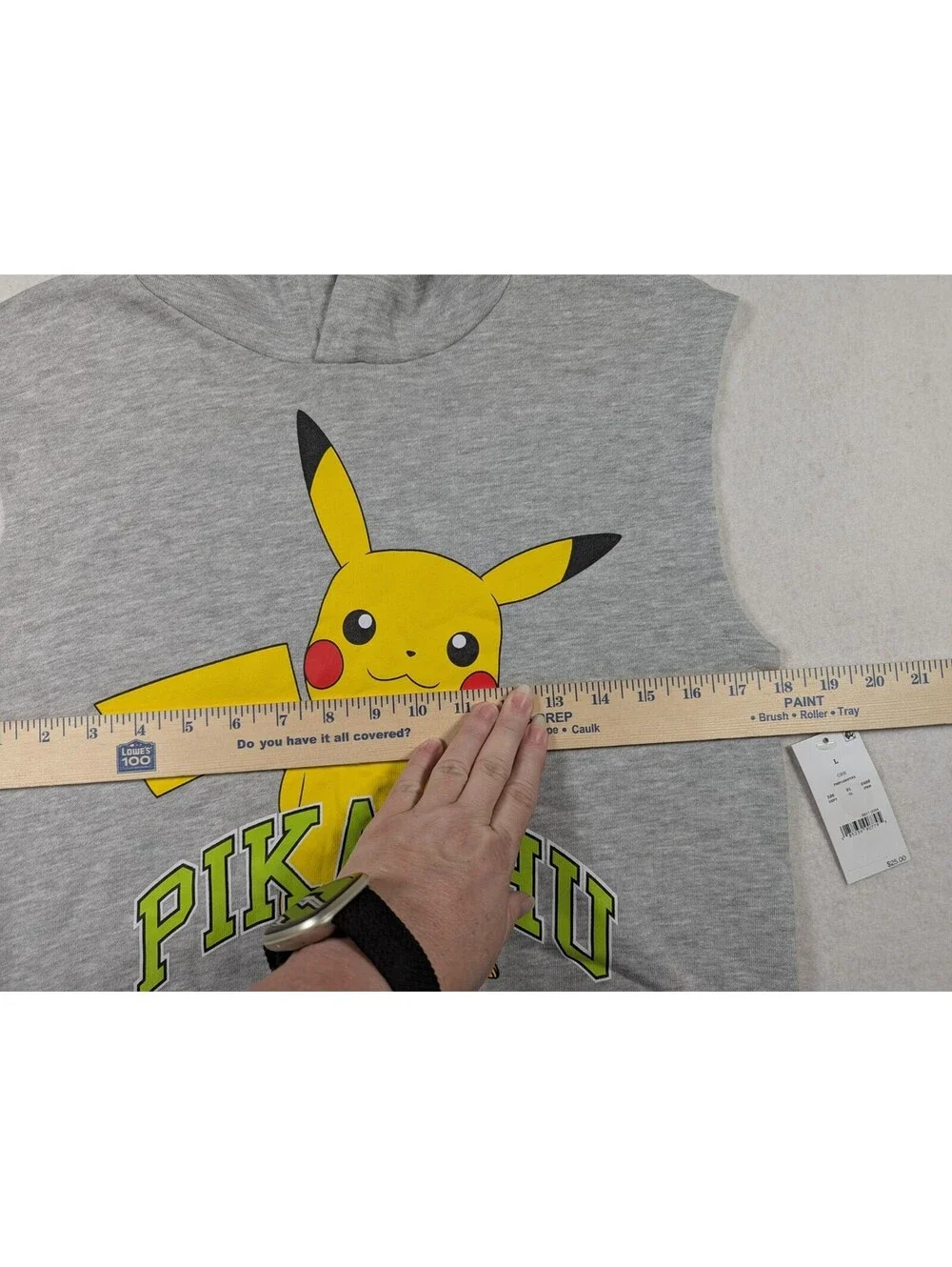 Pokemon - Pikachu - Kids - Sleveless Sweat Hoodie Sweatshirt Gray - Size: L